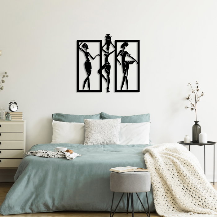 Wallity African Women Escultura de pared negra